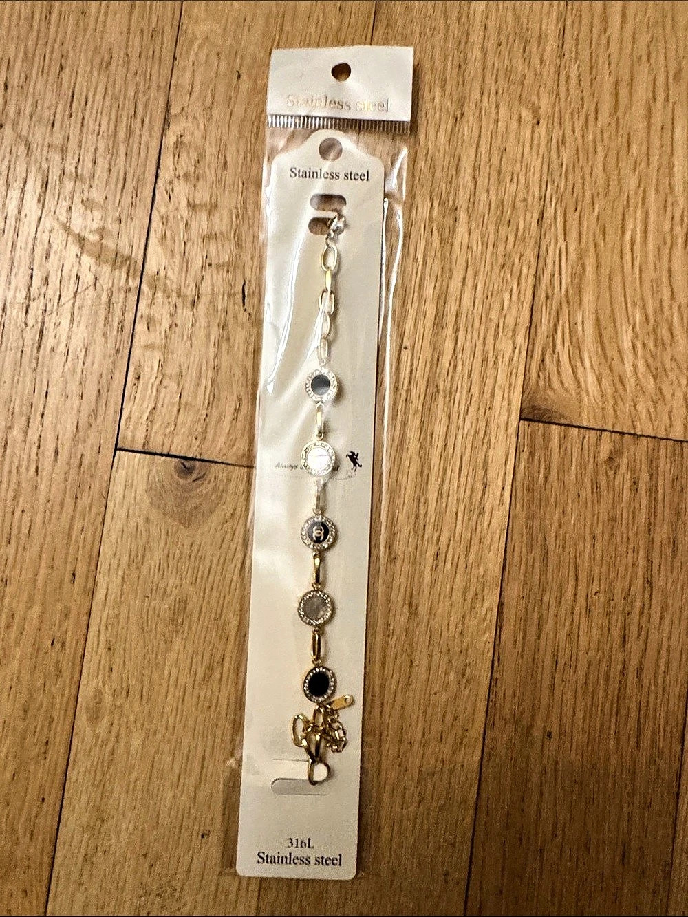 Gold-Tone Stainless Steel Charm Bracelet NWT